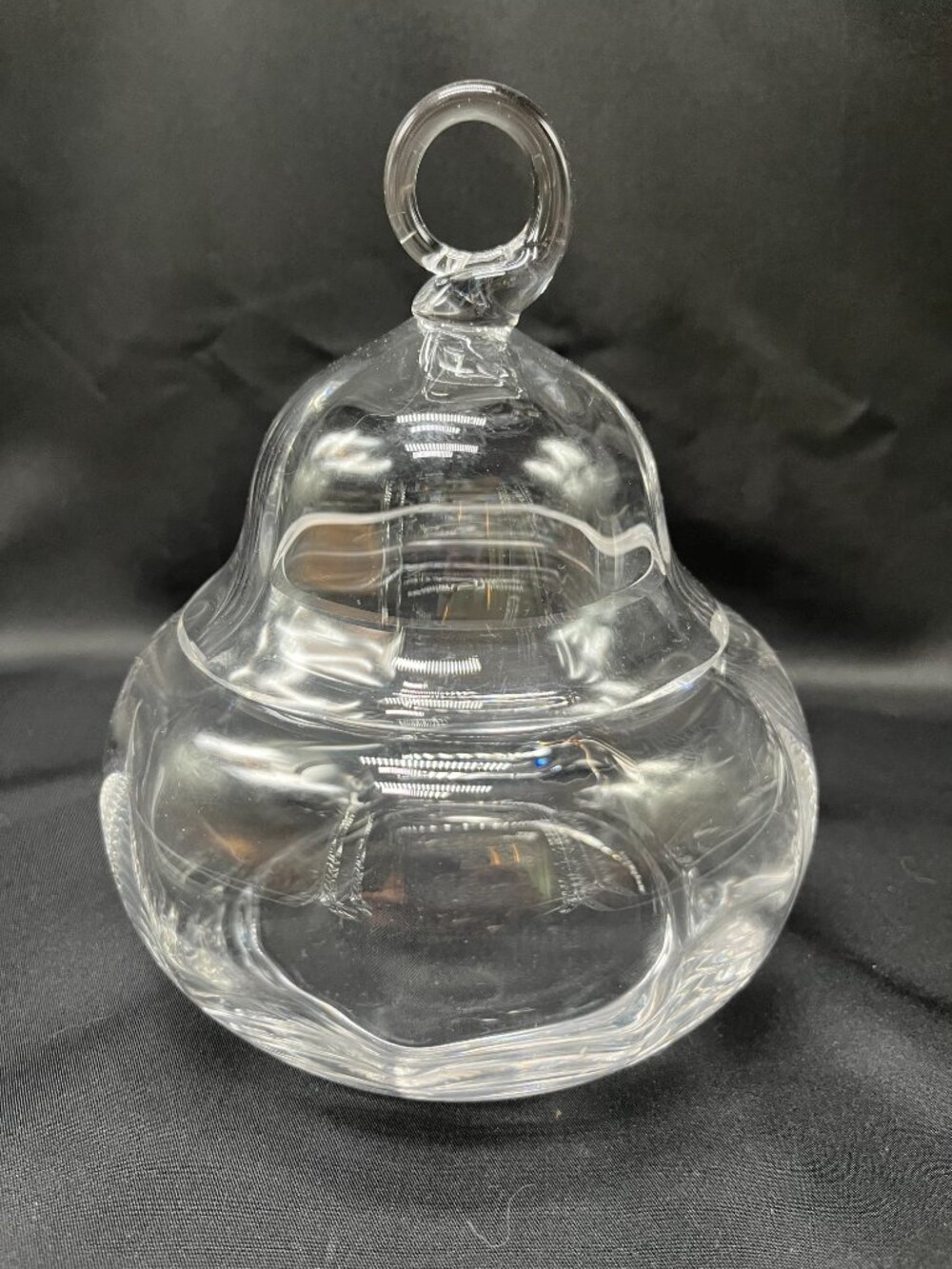 Authentic Vintage Wedgwood Hand-Blown Clear Glass Lidded Jar